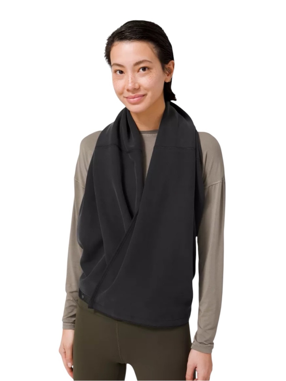 NWT Lululemon Vinyasa Wrap Shawl Cardigan Scarf Women’s Black Snaps w Arm Holes